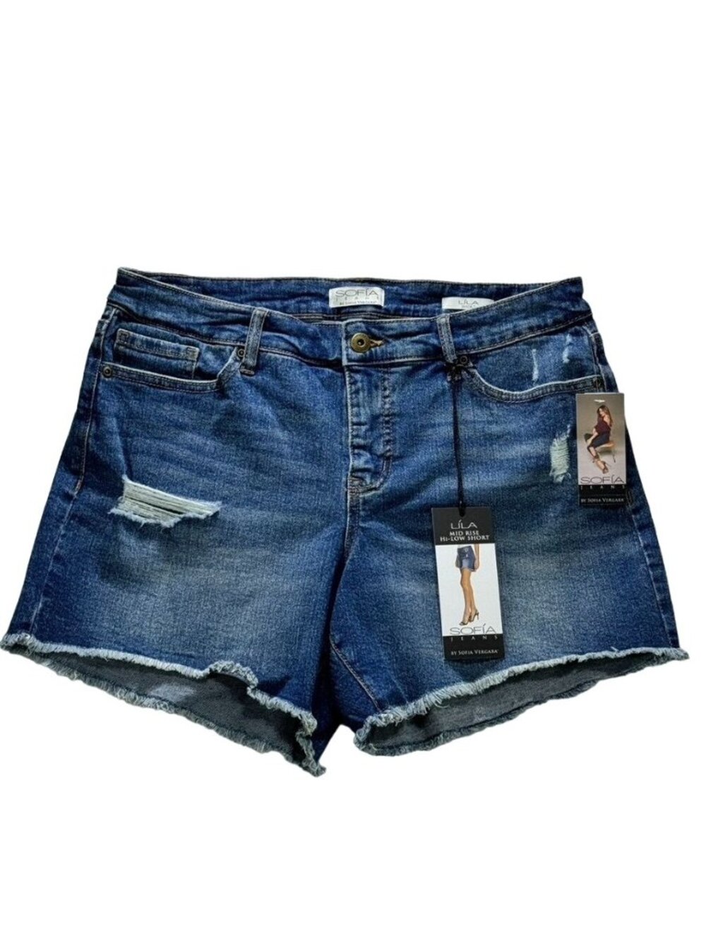 Sofia Jeans by Sofia Vergara Lila Easy Short High Low Hem Medium Wash Denim
